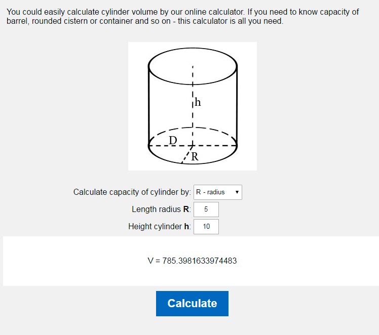 Calculating cylinder volume