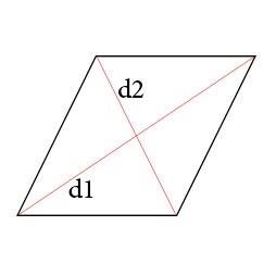 Calculate the rhombus of a rhombus through the length of the diagonals