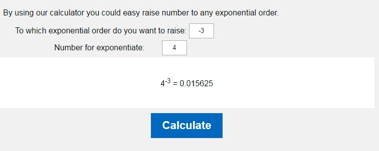 Raising the number to negative exponential order